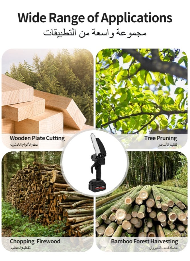 Snooe - Electric Mini Chainsaw Battery Powered Portable Cordless Handheld Power Chain Saw with 2 Rechargeable Batteries, Suitcase Included Small Chainsaws for Wood Cutting Tree Trimming Gardening - Image 1