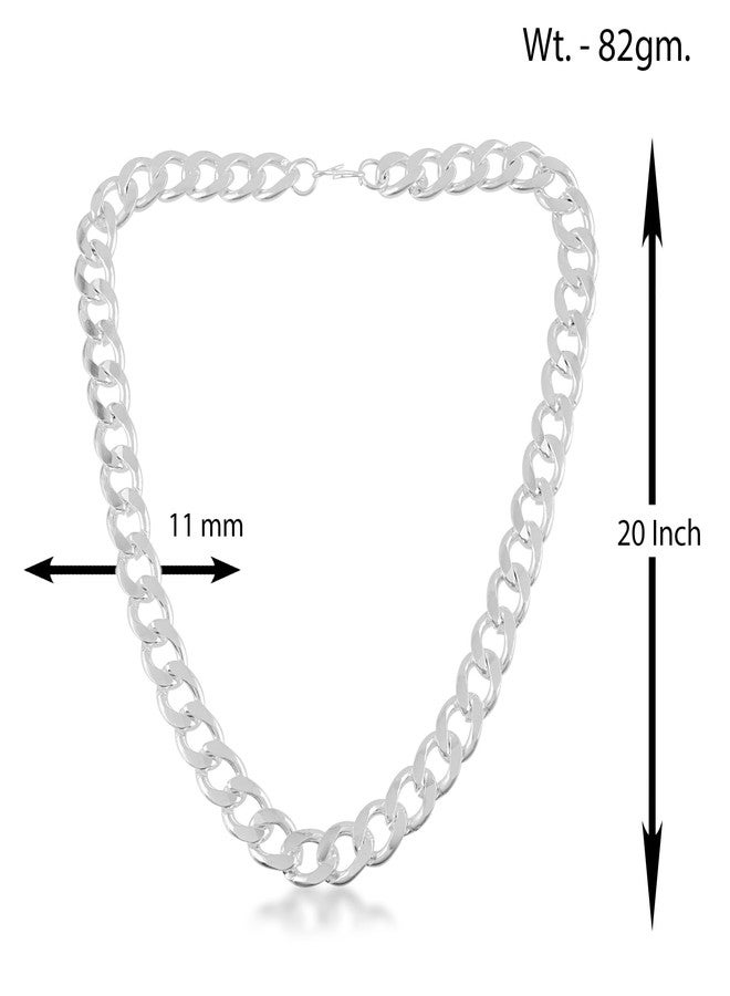 Memoir Platinum Plated Heavy Brass Chain Necklace, Thick Curb Link Design, Anti-Tarnish Coating -20 Inch/ 82 Gms (NKNI8312) - Image 4