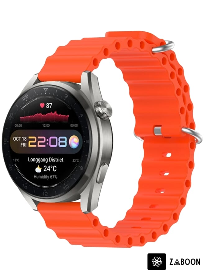 Zaboon Huawei Watch 3 Pro New 22mm Ocean Style Silicone Solid Color Watch Band - Image 1