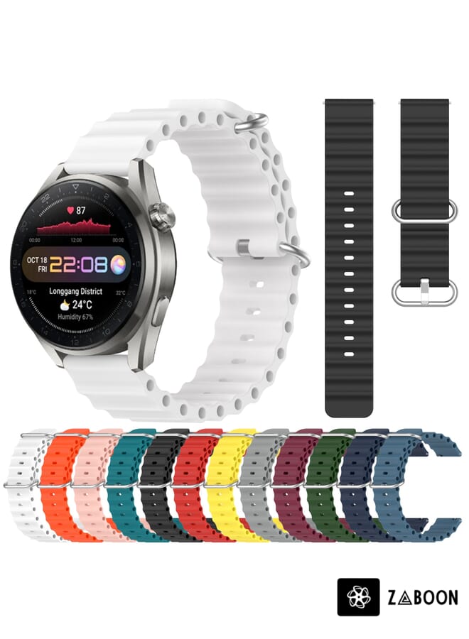 Zaboon Huawei Watch 3 Pro New 22mm Ocean Style Silicone Solid Color Watch Band - Image 3