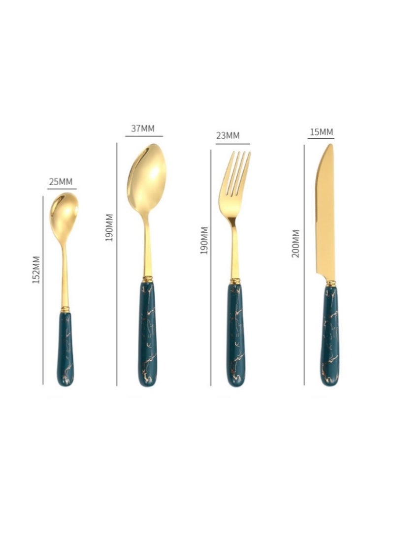 KUYING Stainless Steel Tableware Set Of 24 Pieces Western Knife Fork Spoon Set  - Image 3