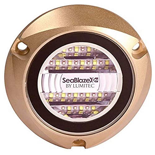 Lumitec SeaBlazeX2 Underwater LED Light - 6000 Lumens, Dual Color White/Blue & RGBW Spectrum - Solid l Bronze - PLI Enabled, Easy Surface Mount Design - 3-Year Warranty - Boat Lighting, White/Blue - Image 1