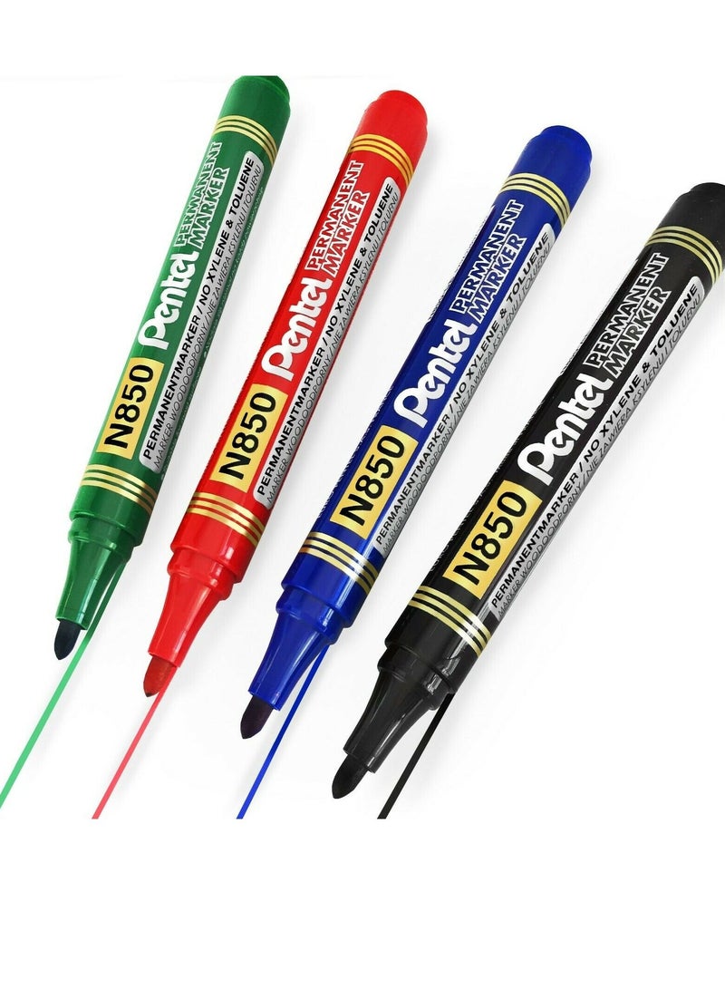 Pentel 4-Piece Permanent Marker Bullet Tip Multicolour - Image 2