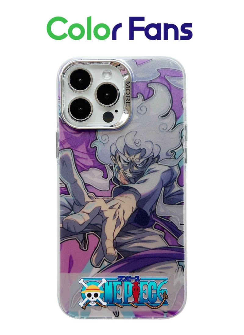Color Fans - Case for iPhone 12 Pro Max Electroplated Fluorescent Laser Phone Case with Nica Luffy Pattern - Image 1
