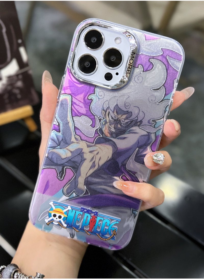 Color Fans - Case for iPhone 12 Pro Max Electroplated Fluorescent Laser Phone Case with Nica Luffy Pattern - Image 1