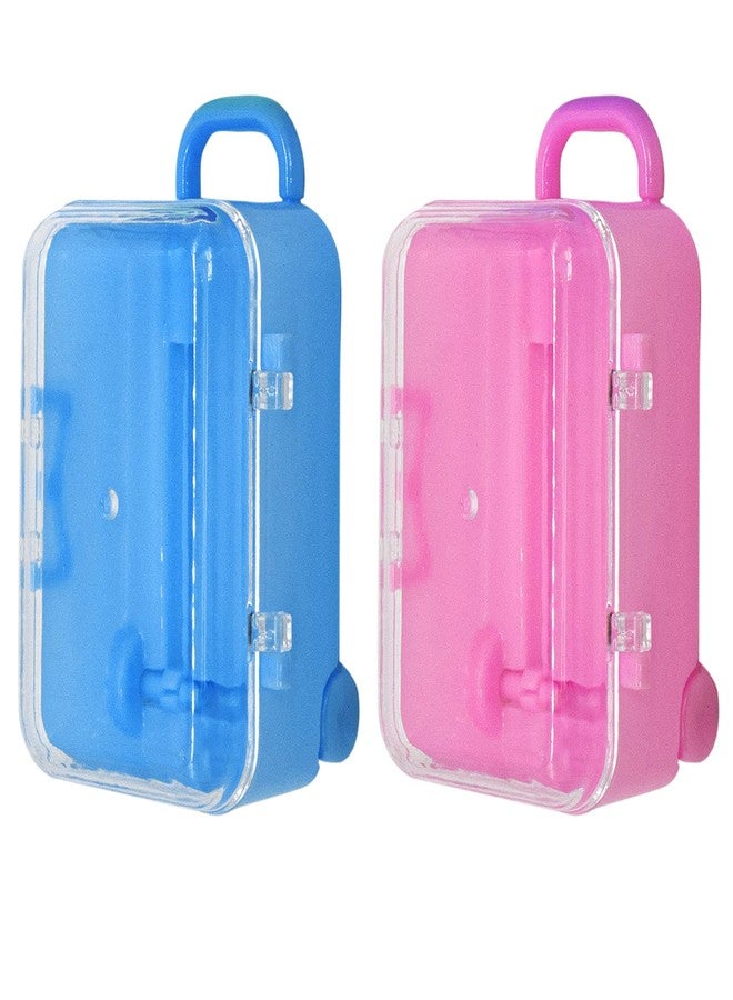 AUEAR, 2 Pack Mini Suitcase Boxes Plastic Candy Small Reception Gift Travel Case for Wedding Party Decoration (Pink & Blue) - Image 1
