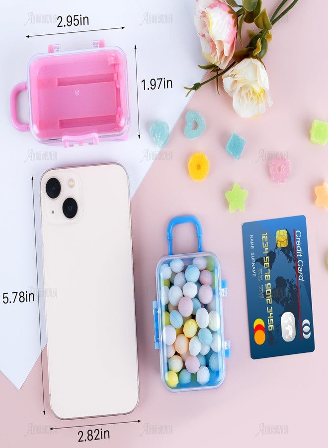 AUEAR, 2 Pack Mini Suitcase Boxes Plastic Candy Small Reception Gift Travel Case for Wedding Party Decoration (Pink & Blue) - Image 3