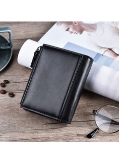 JINBAOLAI Zippered Leather Mens Wallet Black  - Image 2