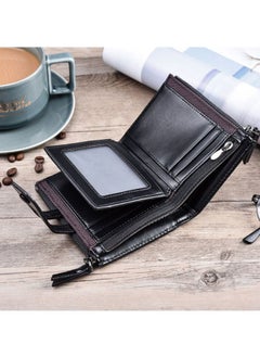 JINBAOLAI Zippered Leather Mens Wallet Black  - Image 3