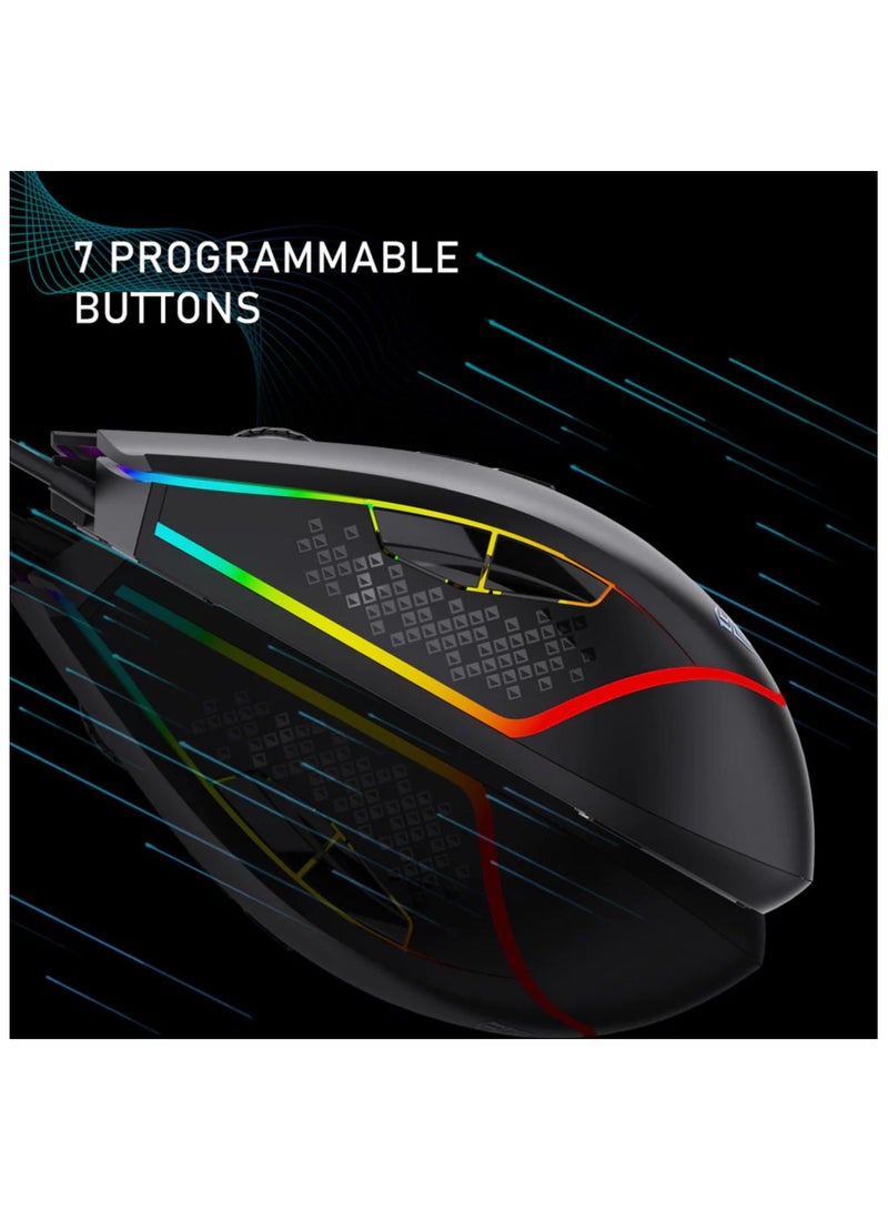 أولا ماوس الألعاب AULA F805 من ماركو مزود بإضاءة RGB ملونة قابلة للبرمجة و6 سرعات وإضاءة خلفية DPI و7 أزرار قابلة للبرمجة للكمبيوتر الشخصي - Image 3