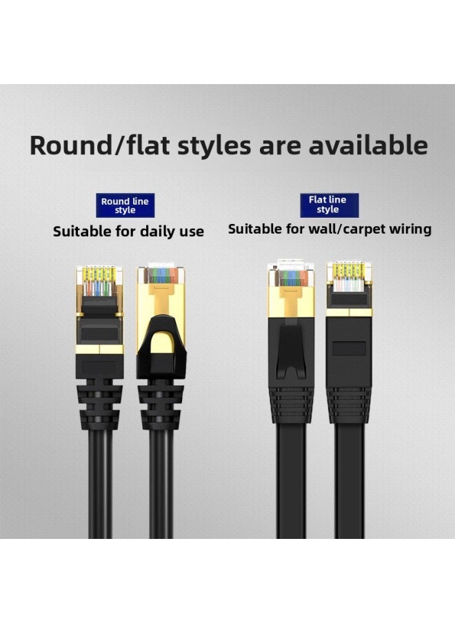 Generic Class 7 Network Cable 10 Trillion Household Shielded Twisted Pair Flat Cat7 Gigabit Broadband Connection Computer Finished Network Cable-Color:Black Thin Line-Line Length:1 M  - Image 4