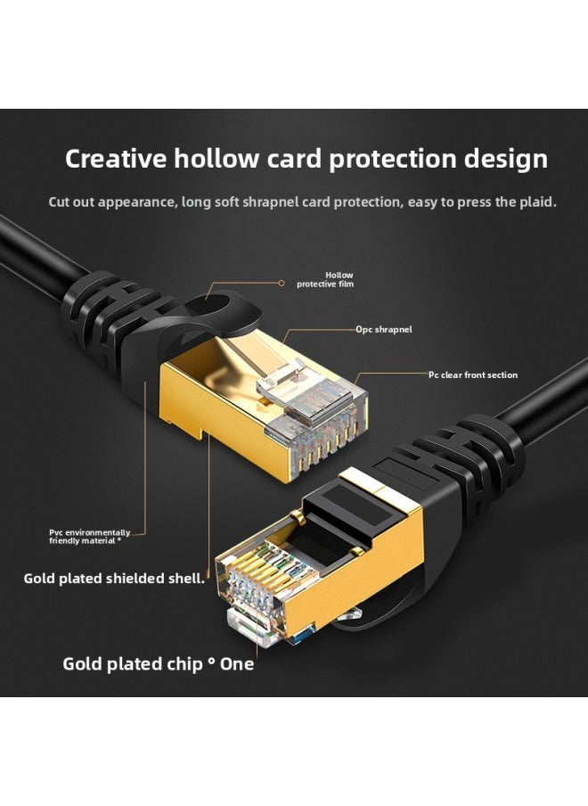 Generic Class 7 Network Cable 10 Trillion Household Shielded Twisted Pair Flat Cat7 Gigabit Broadband Connection Computer Finished Network Cable-Color:Black Thin Line-Line Length:1 M  - Image 5