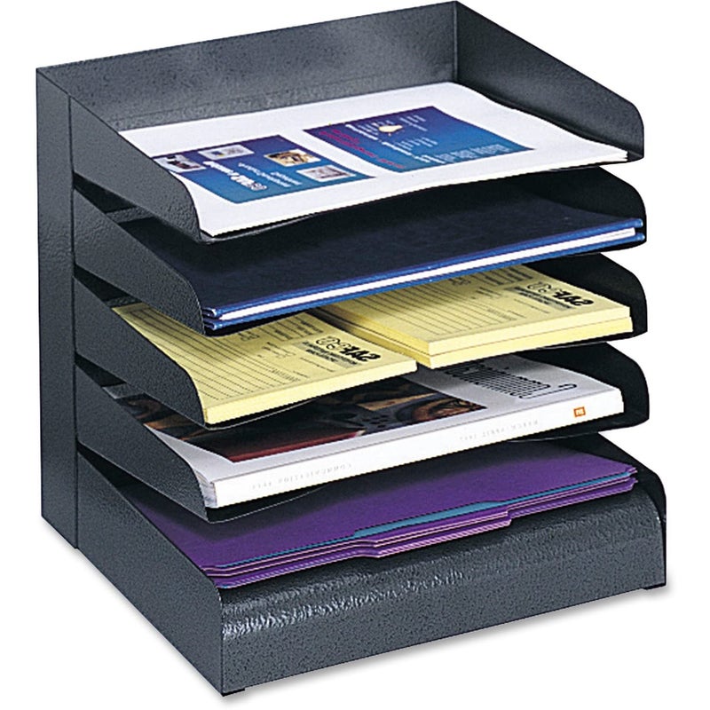 Safco 3127BL Steel Desk Organizer Tray Sorter with 5 Shelves Black