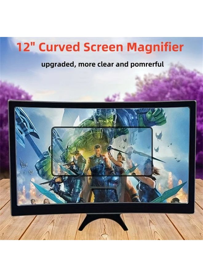 حامل مكبر الهاتف الذكي الأسود 12 بوصة، مكبر فيديو عالي الدقة للألعاب والأفلام - Image 5