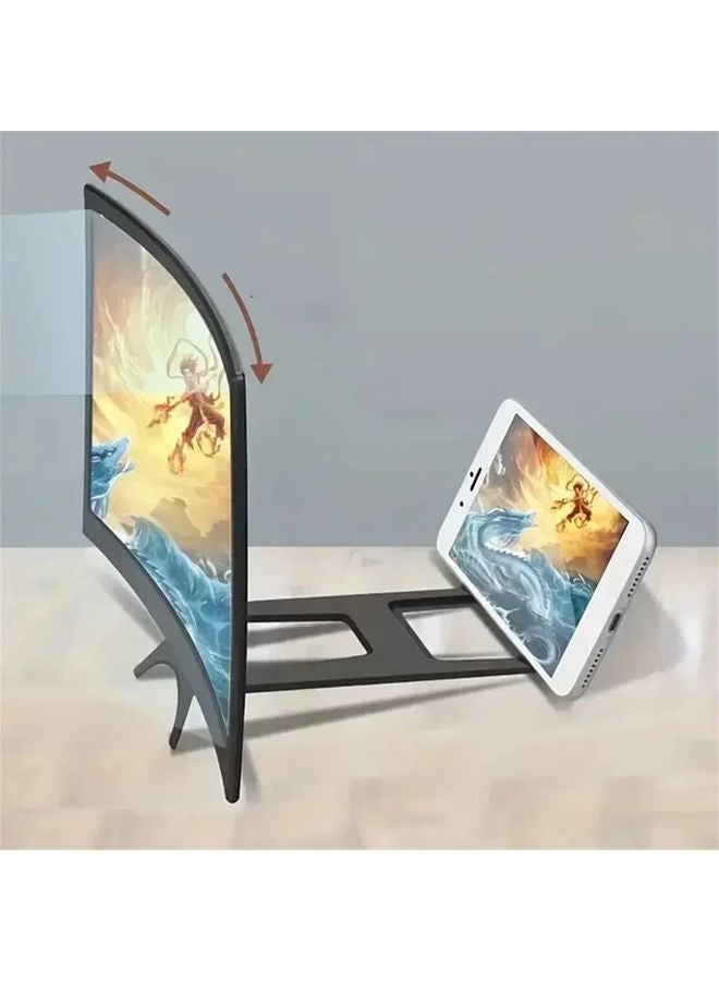 حامل مكبر الهاتف الذكي الأسود 12 بوصة، مكبر فيديو عالي الدقة للألعاب والأفلام - Image 4