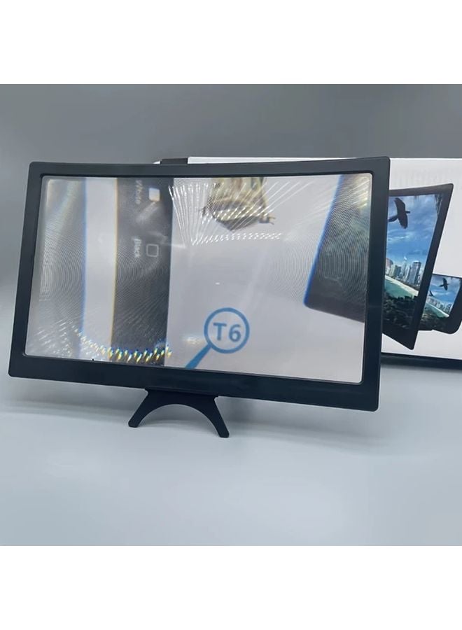 حامل مكبر الهاتف الذكي الأسود 12 بوصة، مكبر فيديو عالي الدقة للألعاب والأفلام - Image 1