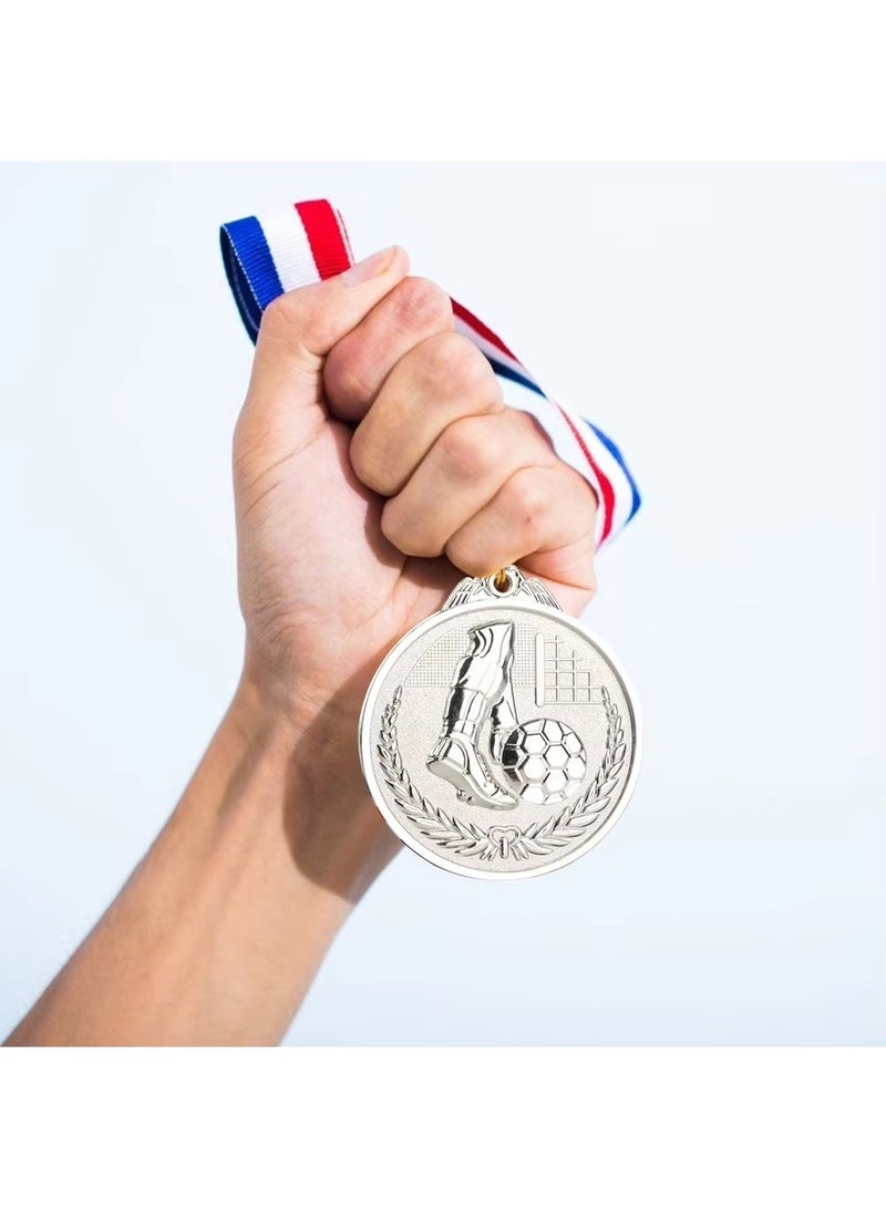 ميدالية فضية لكرة القدم  ( متعددة الألوان ) تهدف إلى تعزيز الأداء الرياضي مع ميزات مصممة بدقة - Image 1