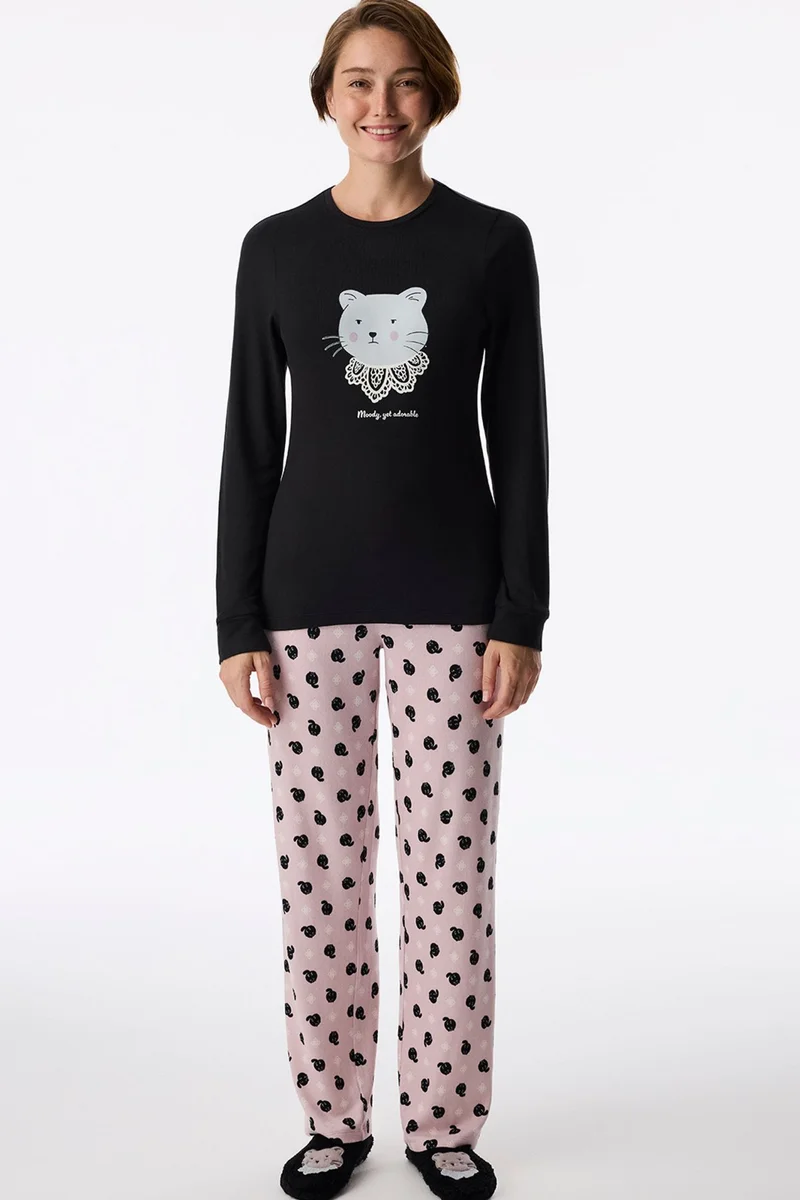 بنتي PENTI Moody Animal Print Long Sleeve Pyjama T-Shirt