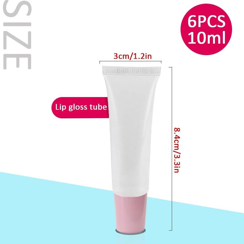 AMORIX Lip Gloss Tubes for Lip Gloss Clear Empty Lip Balm Container with Pink Cap Refillable Soft Cosmetic Squeeze Tubes for Lip Gloss Base Glitter Pigment Powder 6 Pack - Image 3