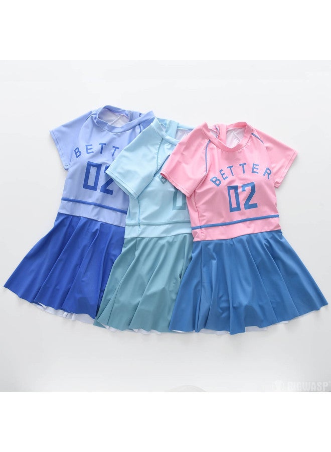 Bumblebee girls One-piece Swimsuit Parent-child Style Hot Springs Square-cut Dress With Short Sleeves And Skirt - Image 4