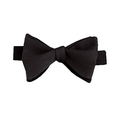 David Donahue Mens Classic Self Tie Silk Solid Black Faille Luxury Tuxedo Formal Bow Tie (HT110001) - Image 2