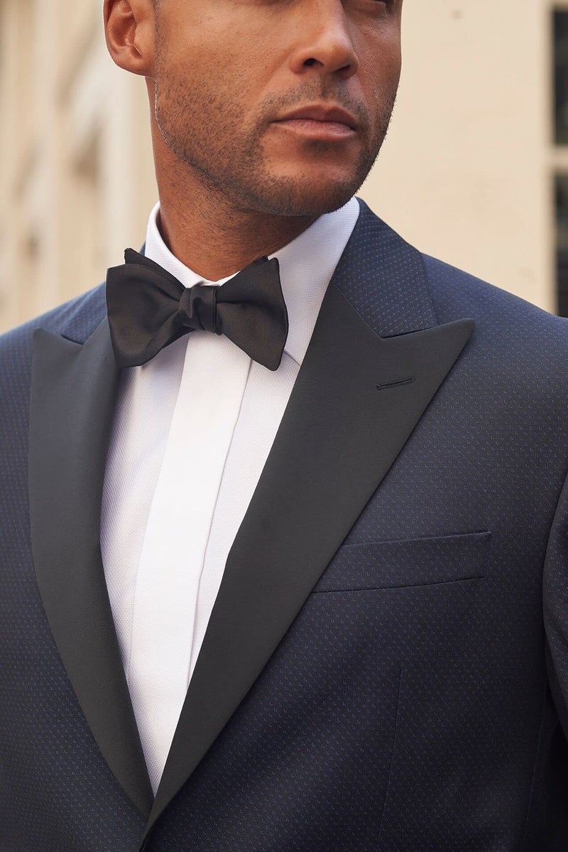 David Donahue Mens Classic Self Tie Silk Solid Black Faille Luxury Tuxedo Formal Bow Tie (HT110001) - Image 3