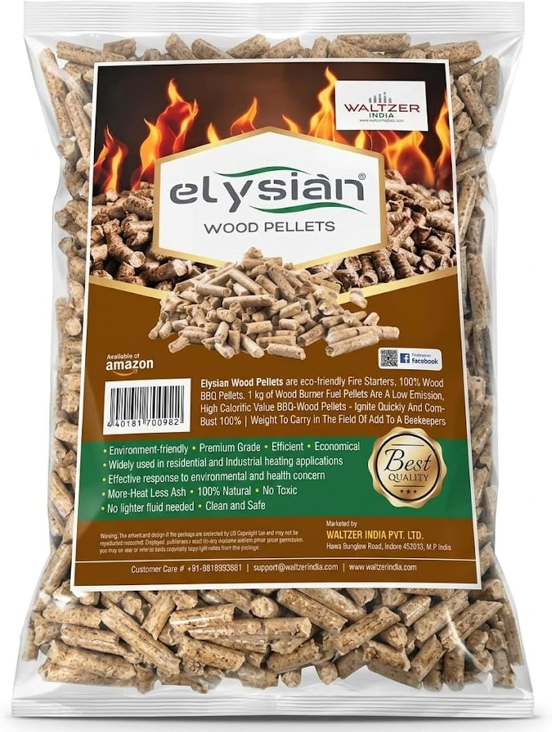 Elysian Organic Natural Wood Pellet Firestarter | Firestarters for Charcoal and Firewood, for BBQ, Grills & Campfires | Natural Wood Lighter Pellets - 1Kg - Image 1