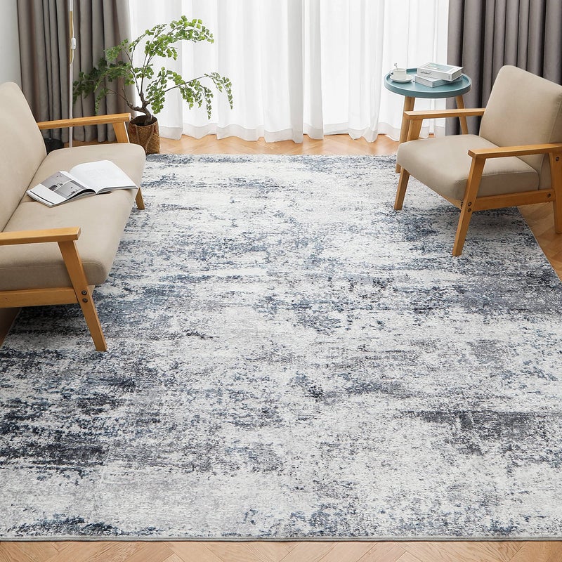 Aelenmu 8x10 Area Rugs for Living Room Rug Washable: Abstract Large Rug for Dining Room Bedroom Carpet Non Slip 8 by 10 Indoor Modern Nursery Home Office Blue Grey - Image 3