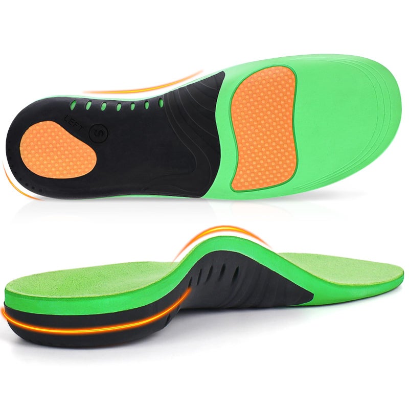 Orthotic Cushion Arch Support Shoe Insoles for Men Women Unisex Daily Shock Absorption Gel Sports Inserts for Flat Feet Plantar Fasciitis Heel Pain Relief