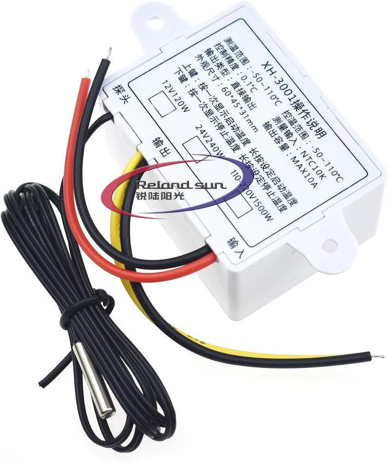 Senzooe 4 قطع XH-W3001 جهاز تحكم رقمي في درجة الحرارة عرض منظم حرارة مع مجسات ثرمستور مسبار درجة الحرارة (24 فولت) - Image 3