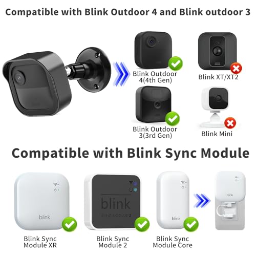 Pefecon Camera Mount for Blink Outdoor 4 4th Gen and Outdoor 3rd Gen 6 Pack Weatherproof Protective Housing and 360 Degrees Adjustable Mount with 2 Pack Blink Sync Module Mount - Image 3