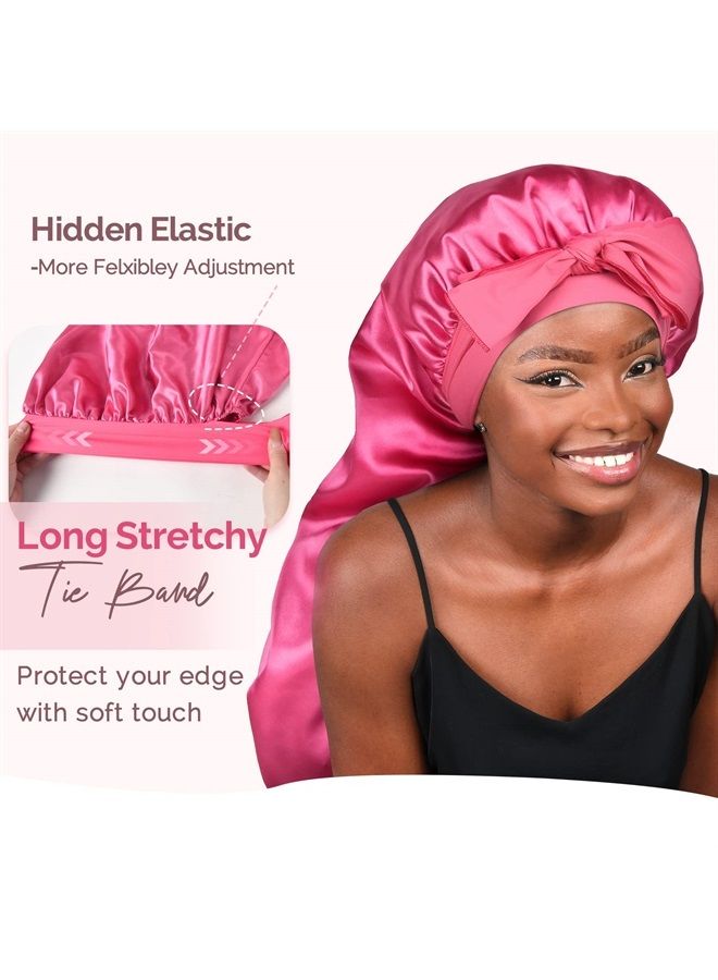 YANIBEST Silk Bonnet for Sleeping Braid Bonnet for Long Hair with Tie Band Bonnet for Braids for Black Women Curly Hair Locs