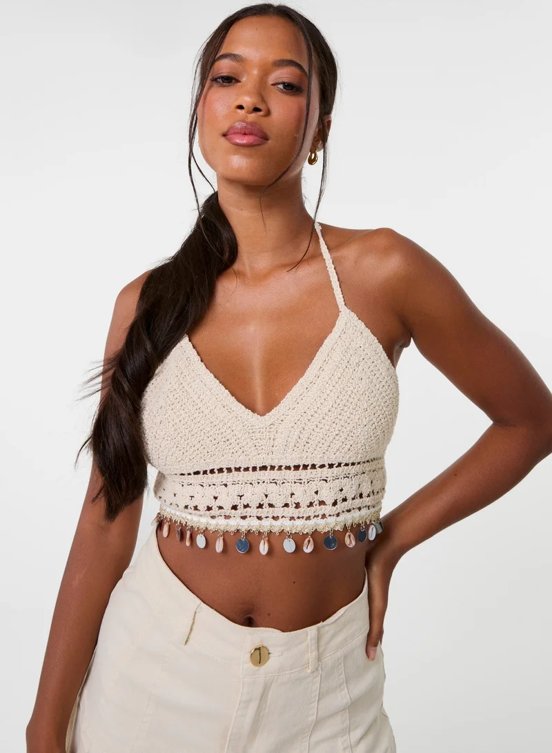 Pink Vanilla  Crochet Bralette With Shell Detail for Women | Best Price UAE