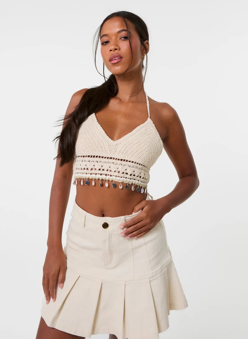 Pink Vanilla  Crochet Bralette With Shell Detail for Women | Best Price UAE