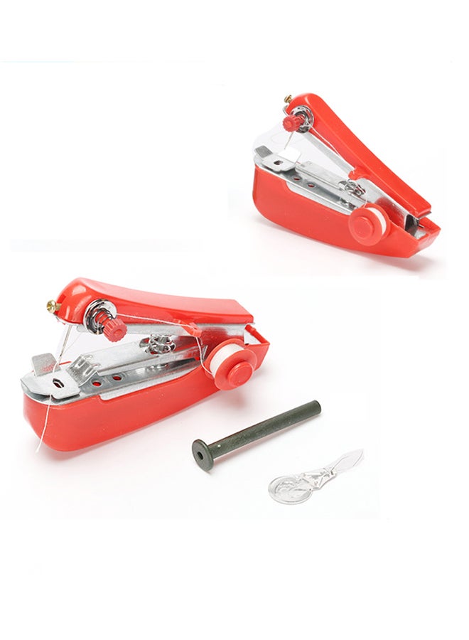 Mini Sewing Machine Manual Portable Convenient Home Essential Red 11x3.8x7.2centimeter Red/White 11x3.8x7.2cm - Image 3