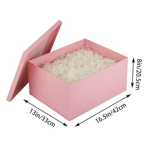 UoeRing 1Pcs Pink Extra Large gift box with lids 165138 Inches gift boxes for presentsBirthday Box include Ribbon Paper Shred Filler Gift Card Envelopes - Image 3