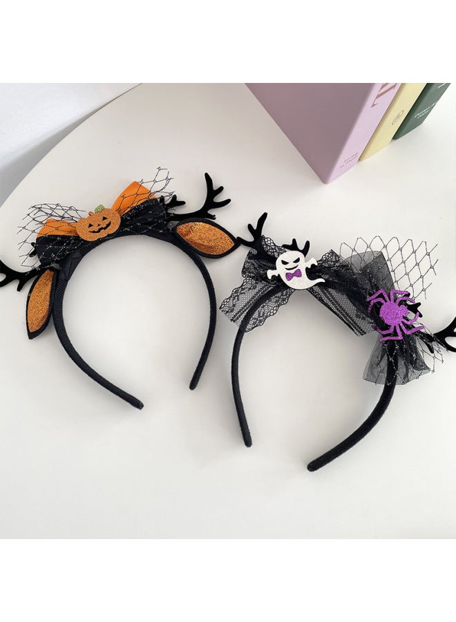 Halloween Headband pumpkin antlers Halloween Costume Accessories Cute Fancy Headwear for Girls & Women - Image 3
