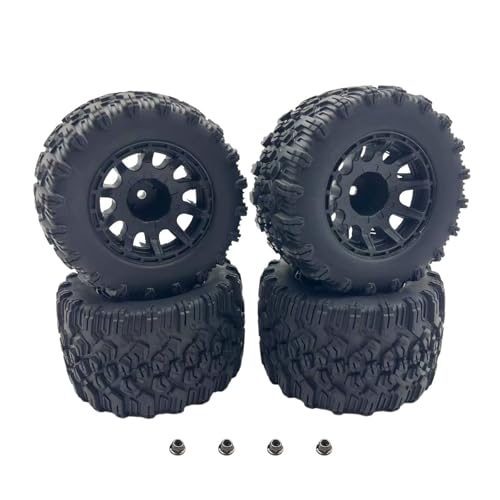 ZRRC Preglued RC 28 Monster Truck Tires and Wheels Mounted 12mm Hex for 110 Traxxas Stampede Rustler VXL 4x4 2WD Redcat Volcano EPX ProUpgrade 110 Scale RC Truck Tires Wheels MT Tyres - Image 1