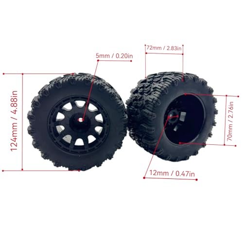 ZRRC Preglued RC 28 Monster Truck Tires and Wheels Mounted 12mm Hex for 110 Traxxas Stampede Rustler VXL 4x4 2WD Redcat Volcano EPX ProUpgrade 110 Scale RC Truck Tires Wheels MT Tyres - Image 5
