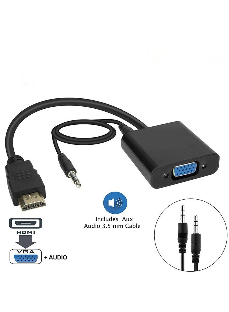HDMI to VGA with Audio Gold-Plated HDMI to VGA Adapter (Male to Female) for Computer, Desktop, Laptop, PC, Monitor, Projector, HDTV  - Image 1