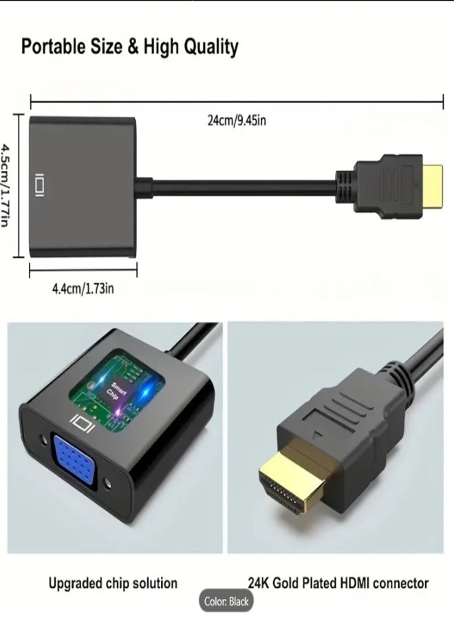 HDMI to VGA with Audio Gold-Plated HDMI to VGA Adapter (Male to Female) for Computer, Desktop, Laptop, PC, Monitor, Projector, HDTV - Image 5