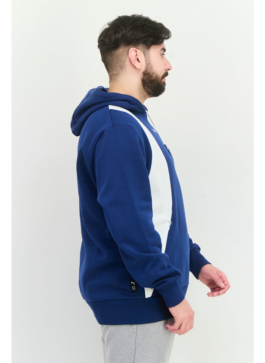 PUMA Men Sportswear Fit Long Sleeve Training Hoodie, Navy/White  - Image 4