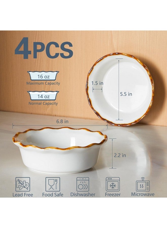 ONEMORE Mini Pie Pans, 6.8 inch Ceramic Pie Pans for Baking Nonstick Small Pie Pans Deep Dish Pie Plates Mini Tart Pans, Ideal for Chicken Pot Pie & Desserts, Individual Pot Pie Baking Dishes Set of 4 - Image 5