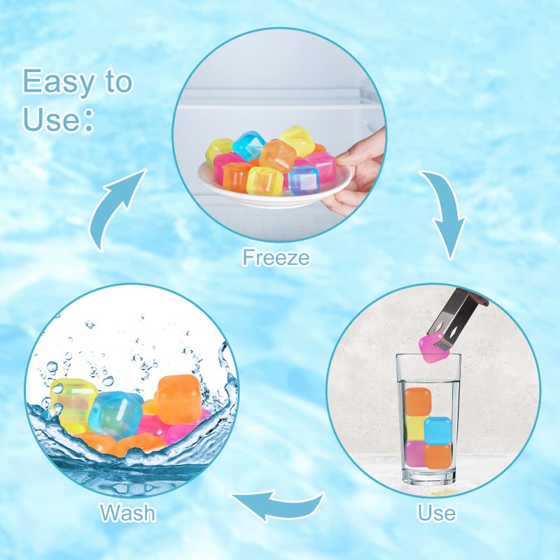VOGVOG 80 Pack Reusable Ice Cube, Colorful Plastic Squares Ice Cubes, Washable Refreezable Ice Cube for Drinks, Whiskey, Coffee - Image 5