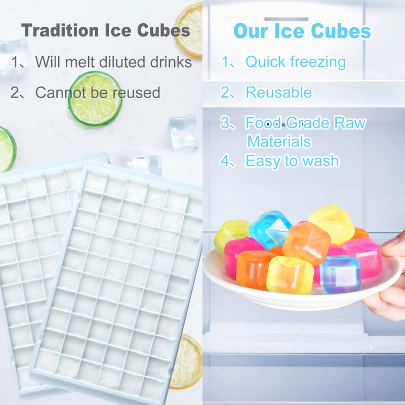 VOGVOG 80 Pack Reusable Ice Cube, Colorful Plastic Squares Ice Cubes, Washable Refreezable Ice Cube for Drinks, Whiskey, Coffee - Image 2