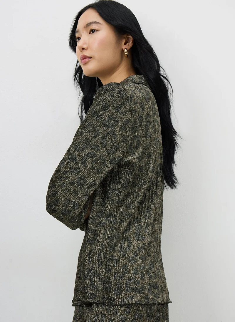 Matalan Gold Plisse Leopard Co Ord Blouse