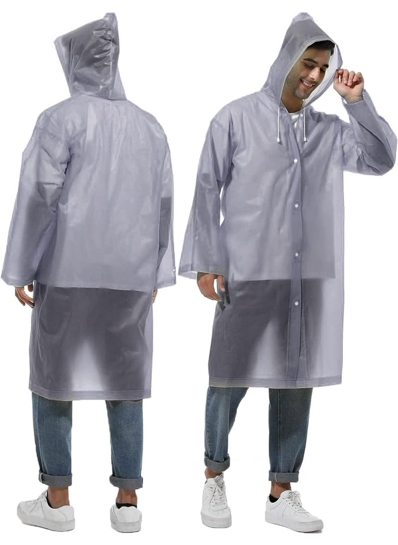 Generic - Portable Transparent Rain Ponchos for Adults, EVA, Unisex, Reusable Raincoats Emergency Survival With Hoods And Sleeves, Universal size, Grey - Image 1
