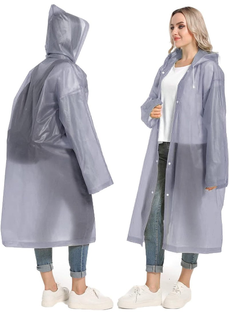 Generic - Portable Transparent Rain Ponchos for Adults, EVA, Unisex, Reusable Raincoats Emergency Survival With Hoods And Sleeves, Universal size, Grey - Image 1