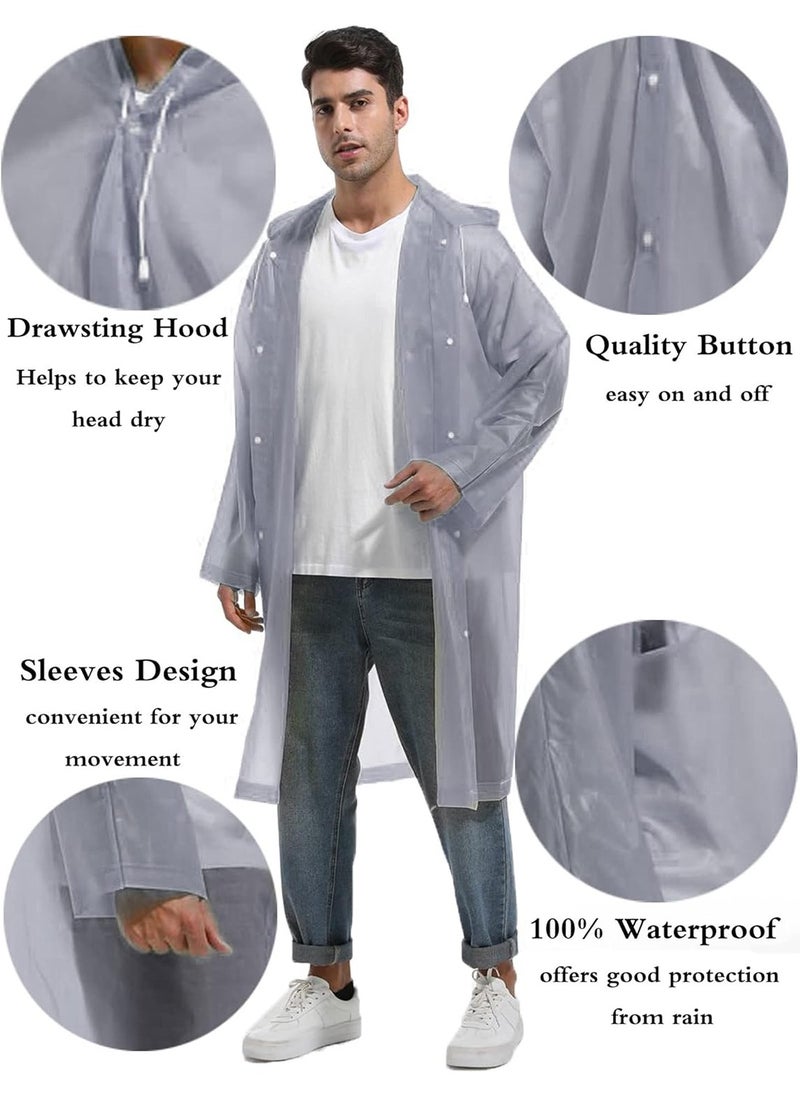Generic - Portable Transparent Rain Ponchos for Adults, EVA, Unisex, Reusable Raincoats Emergency Survival With Hoods And Sleeves, Universal size, Grey - Image 1