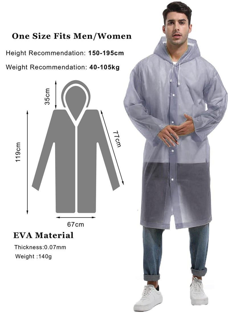 Generic - Portable Transparent Rain Ponchos for Adults, EVA, Unisex, Reusable Raincoats Emergency Survival With Hoods And Sleeves, Universal size, Grey - Image 1